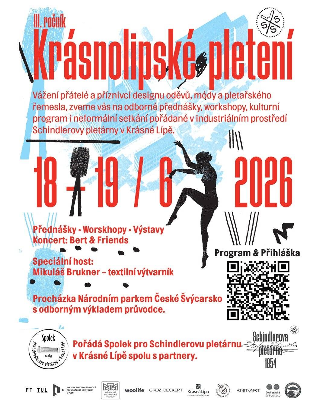 Kompletní program III. ročníku pletařského symposia je již připraven   Symposium je určeno studentům středních a vysokých škol uměleckých a technických směrů, se vztahem a zájmem o design, design oděvu, využití pletařských technologií pro výrobu oděvů i technických produktů, a široké odborné i laické veřejnosti se zájmem o pletařské řemeslo (strojní pletení).  Čekají Vás dva dny plné inspirace, přednášek, workshopů, diskusí a pracovní a přátelská setkání s kolegy, lidmi, kteří se věnují designu, módě, pletařským technologiím i výrobě nejen pleteného oblečení.  Součástí programu bude také večerní koncert kapely Bert & Friends v pletárně a páteční procházka Národním parkem České Švýcarsko vedená strážcem národního parku.  Kompletní program je připraven, přihlášky spouštíme zítra, v úterý 21. 4. 2026 od 8.00 hodin. Počet účastníků je omezený, neváhejte proto s přihlášením.  Těšíme se na setkání v pletárně! Za pořadatele Martin Veselík, Spolek pro Schindlerovu pletárnu a Markéta Lachmannová, Schindlerova pletárna.  Kompletní program: www.1url.cz/@krasnolipske-pleteni-program       Přihlášky: www.1url.cz/@krasnolipske-pleteni-prihlasky       Těšíme se na Vás!