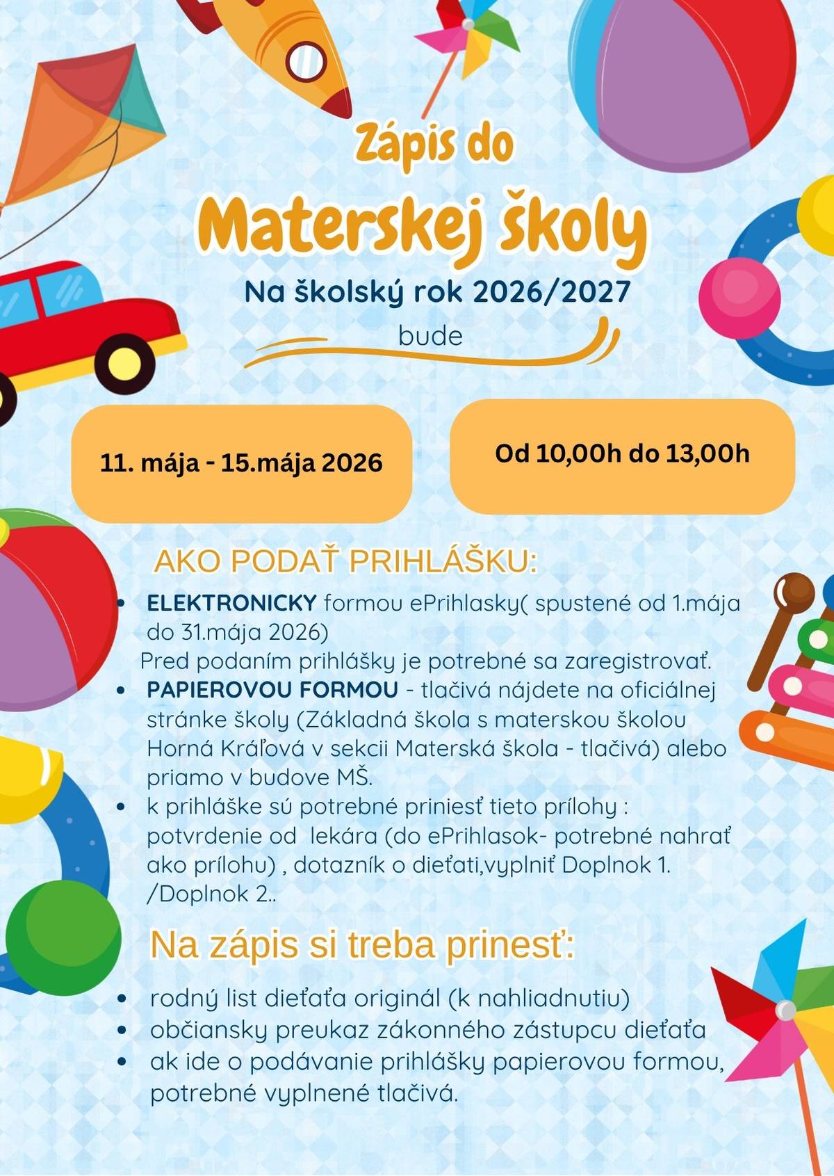 Zápis do Materskej školy