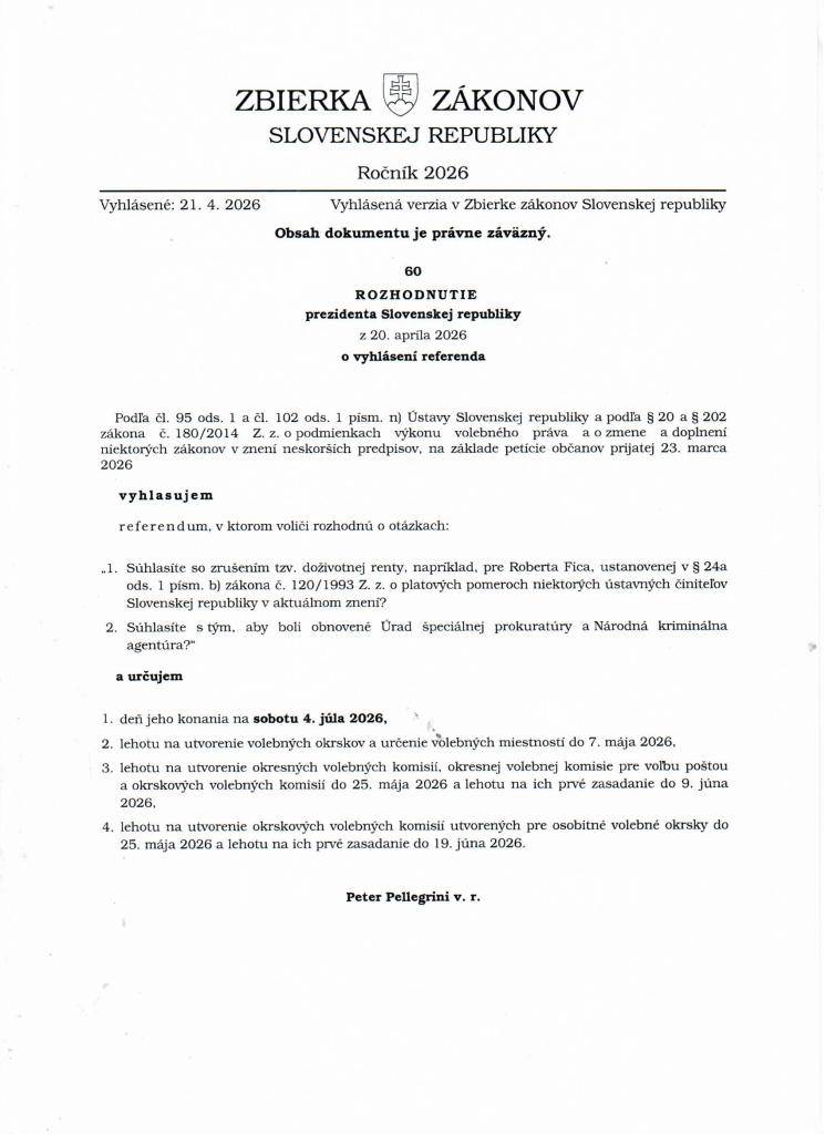 Rozhodnutie prezidenta Slovenskej republiky o vyhlásení referenda