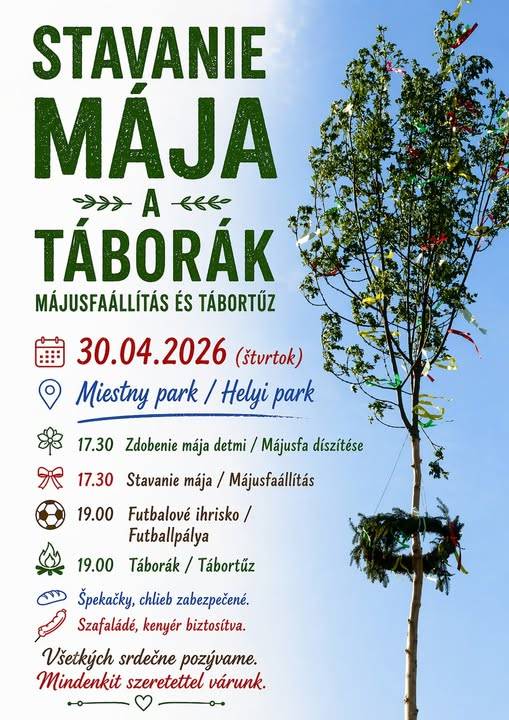 Stavanie mája a táborák  Májusfa állítás és tábortűz