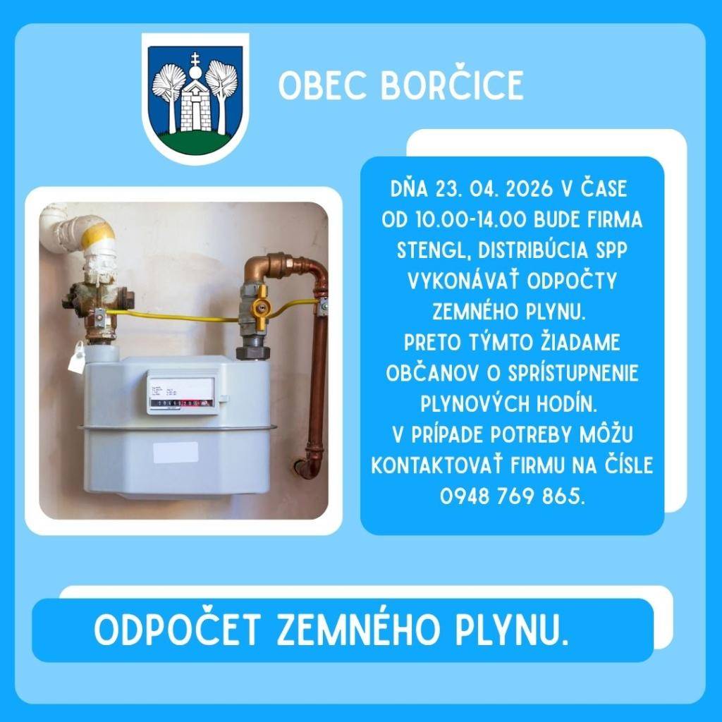 Odpočet zemného plynu 23.4.2026