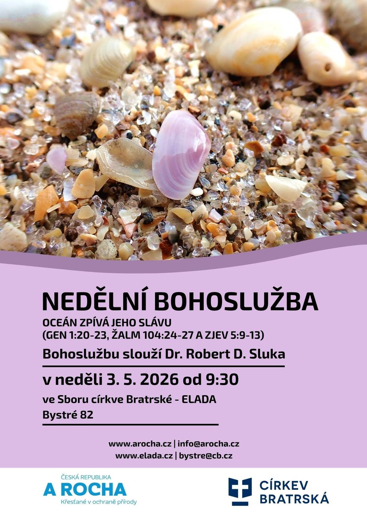 v sobotu 2.5.2026 Vítání ptačího zpěvu v Podbřezí a v neděli 3.5.2026 Nedělní bohoslužba v Bystrém
