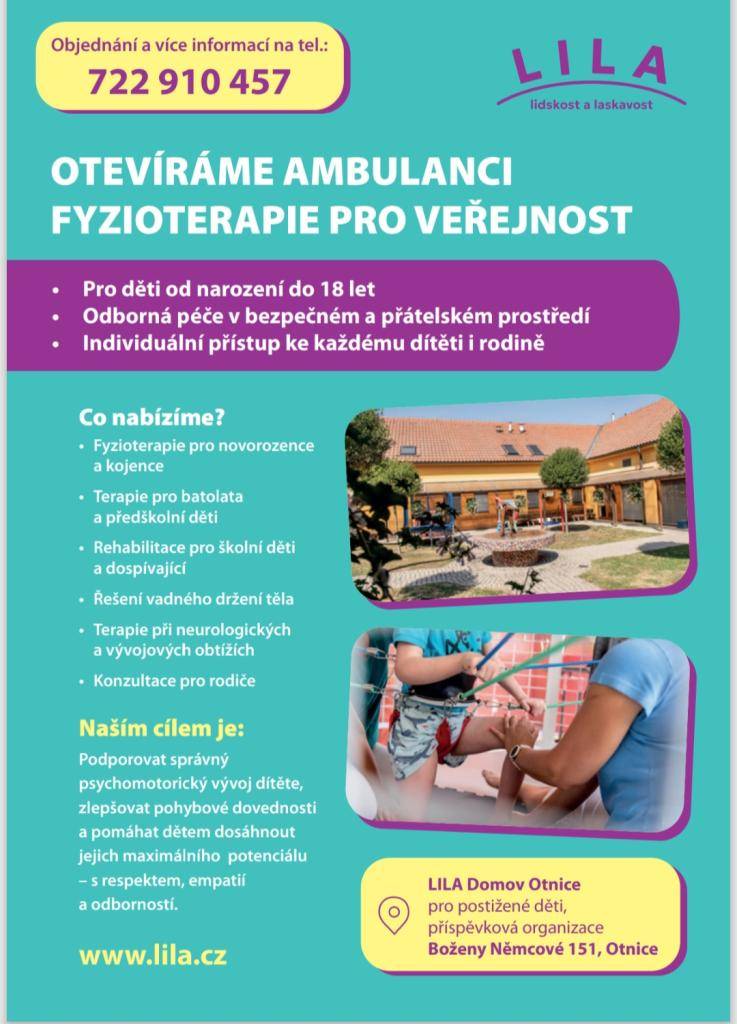 OTEVÍRÁME AMBULANCI FYZIOTERAPIE PRO VEŘEJNOST.