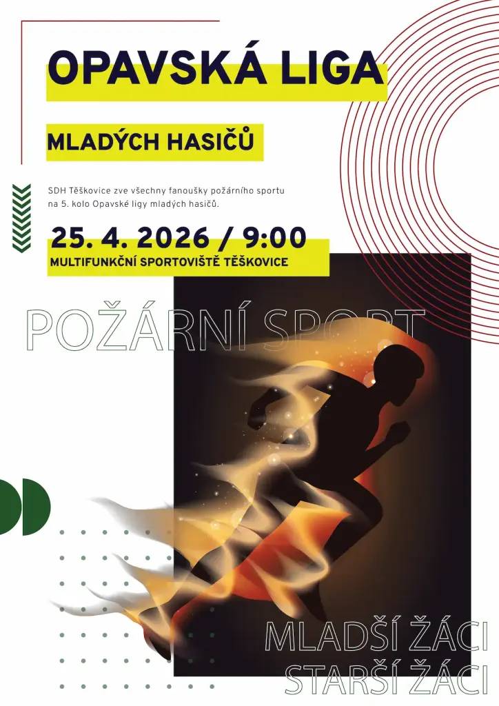 V sobotu 25. dubna 2026 se v Těškovicích na Multifunkčním sportovišti uskuteční 5. kolo Opavské ligy mladých hasičů. Soutěž bude zároveň první jarní akcí i prvním letošním závodem pro obě domácí družstva mládeže.