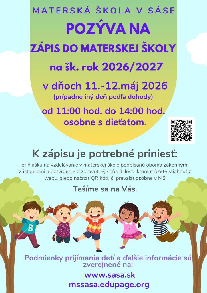Zápis detí do MŠ Sása