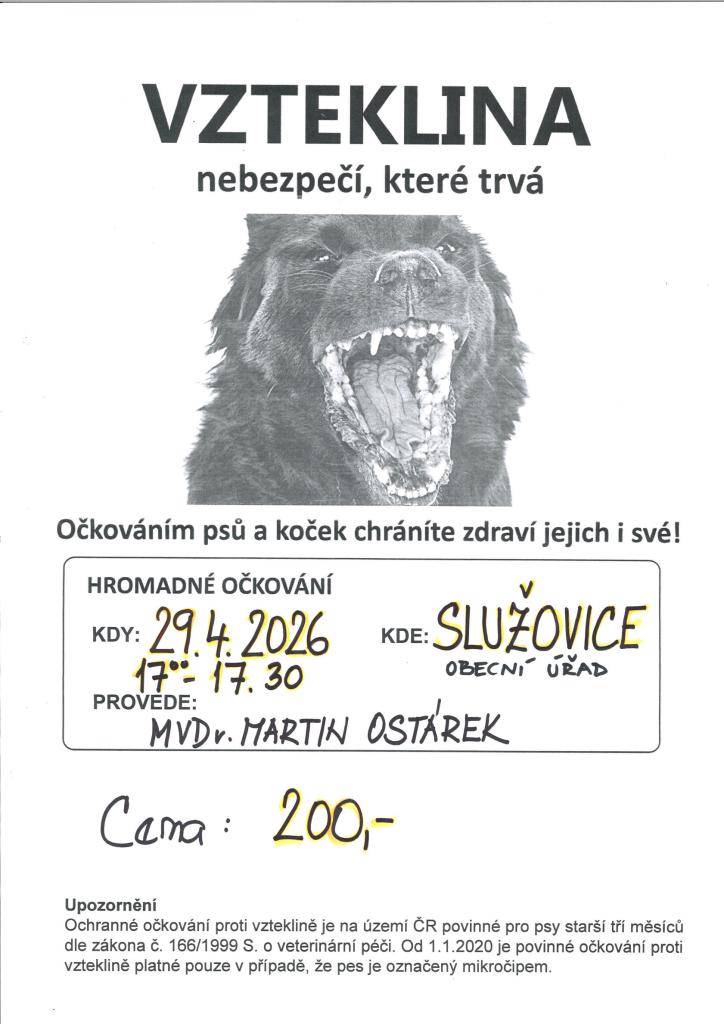 Očkování psů - Služovice
