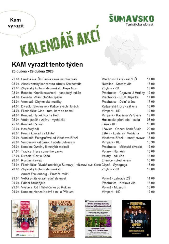 Kalendář akcí pro 17. týden 2026