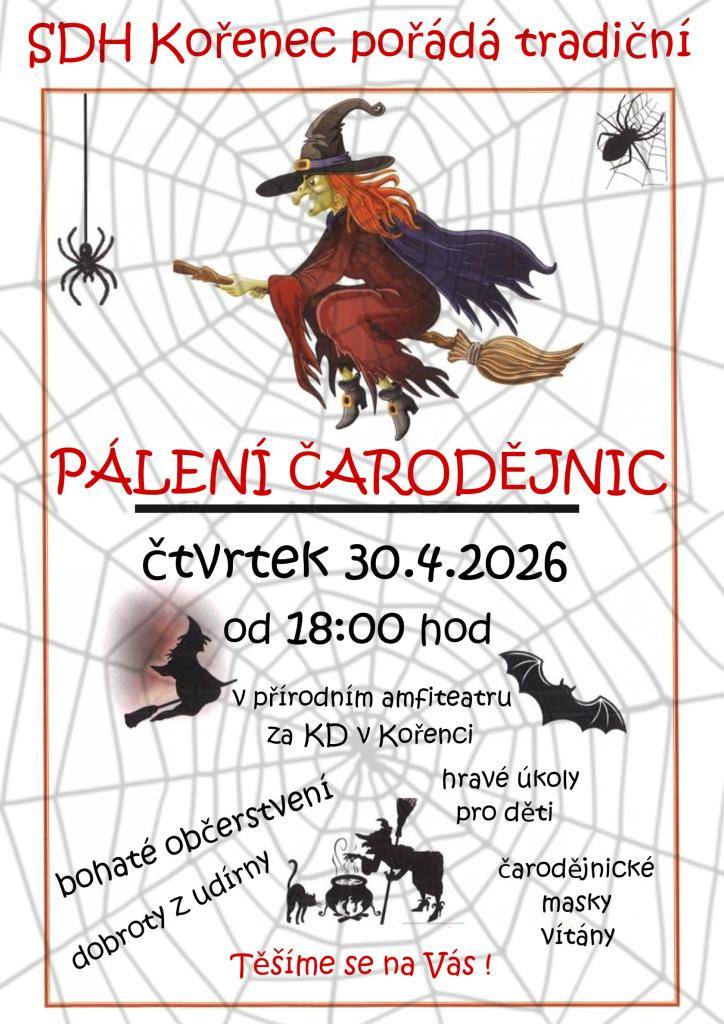 PÁLENÍ ČARODĚJNIC 30.4. od 18:00 hodi