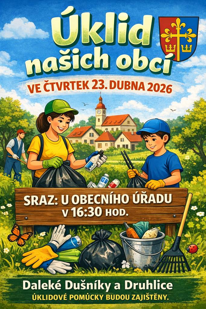 Dovolujeme si Vás informovat, že tento čvrtek proběhne úklid našich obcí a jejich okolí.