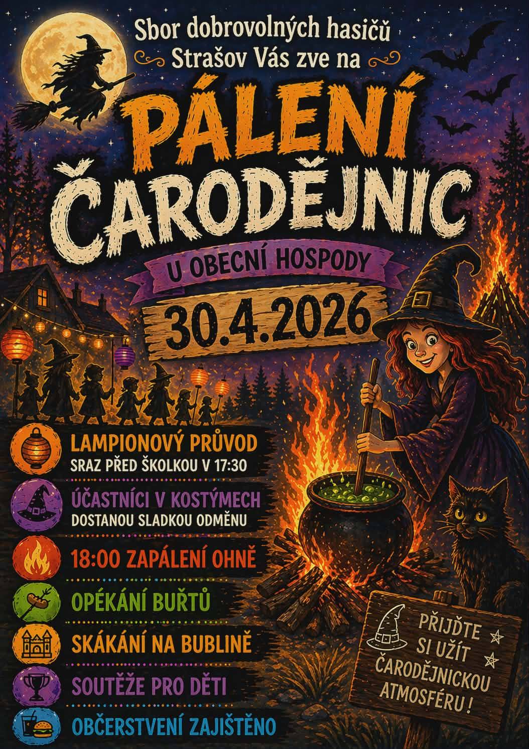 SDH Strašov srdečně zve malé i velké na tradiční pálení čarodějnic