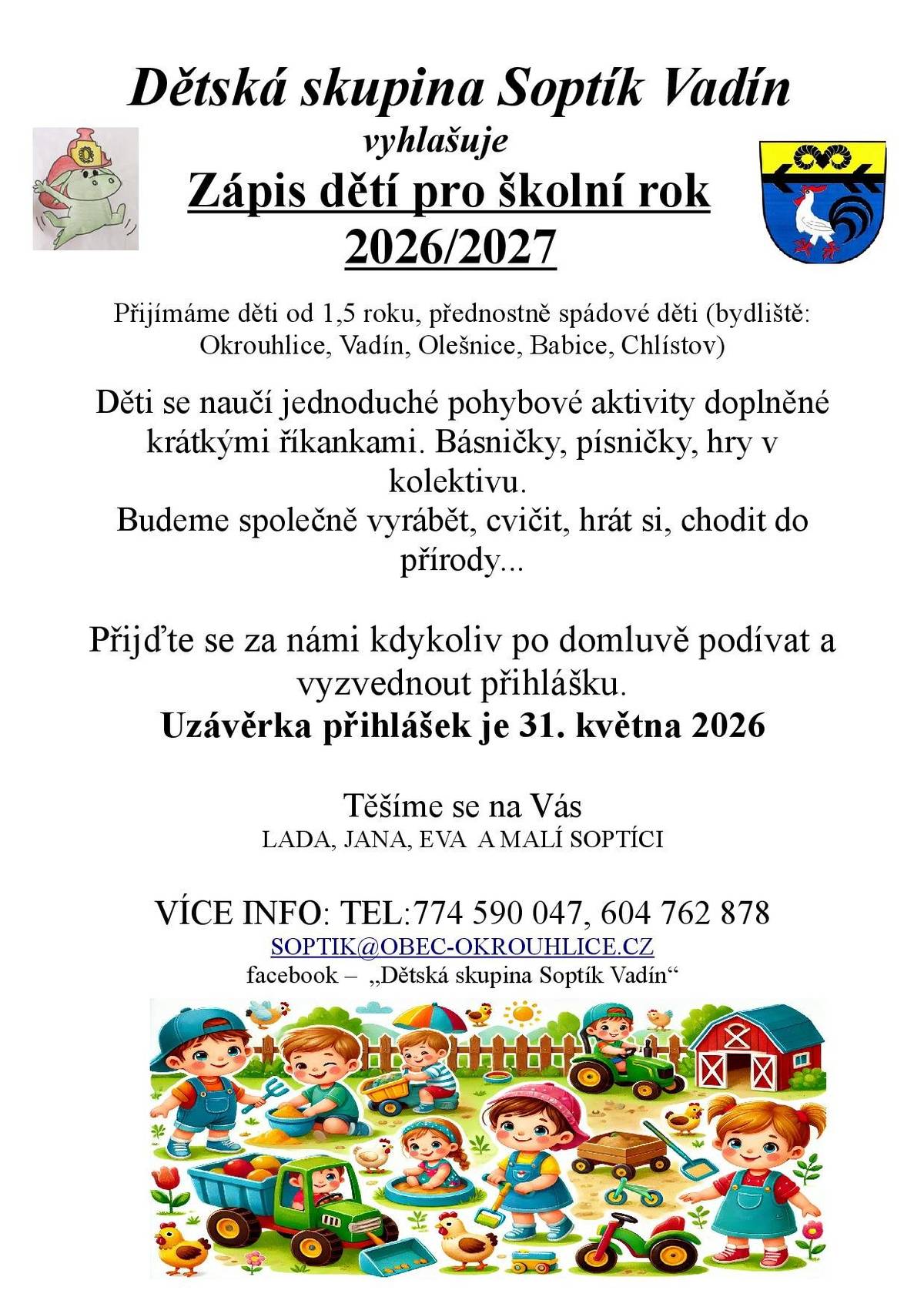 Přijímáme nové děti od září 2026 🙂
