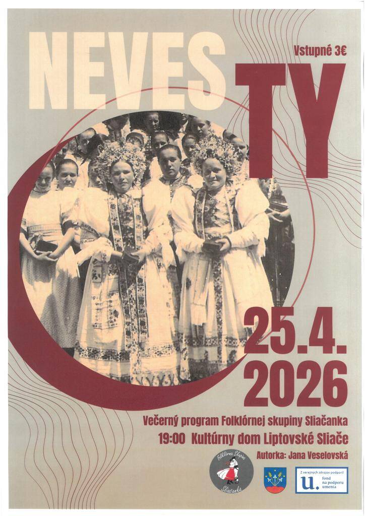 Večerný program Folklórnej skupiny Sliačanka sa uskutoční 25. apríla 2026 o 19:00 v Kultúrnom dome v Liptovských Sliačoch. Príďte si vychutnať krásu domáceho folklóru a tradičnej hudby.