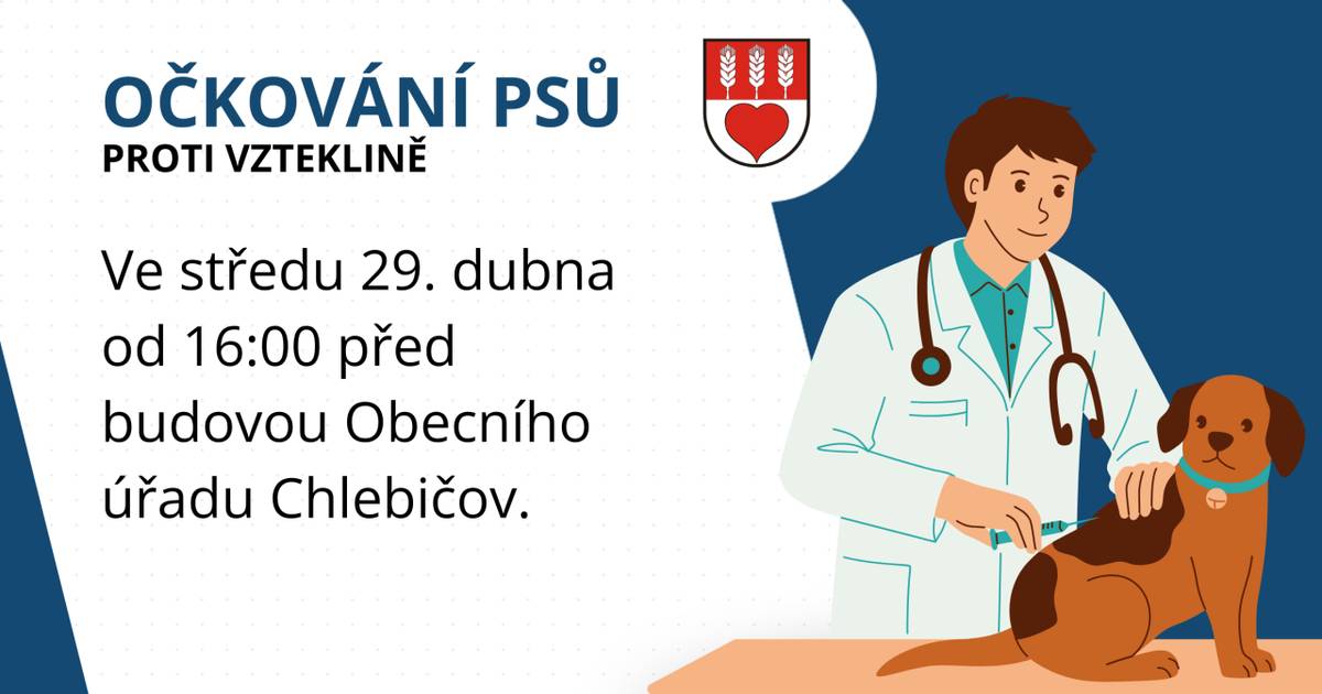Ve středu 29. dubna bude od 16:00 do 16:45 hod. před budovou obecního úřadu probíhat očkování proti vzteklině.