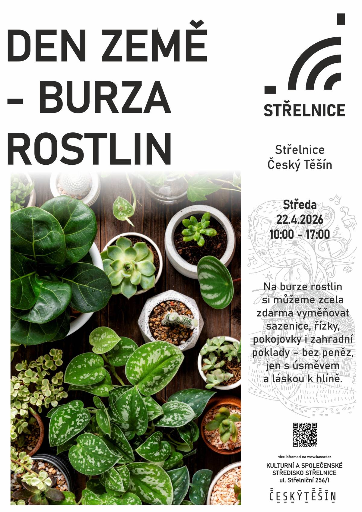Plánujete zítřejší den? Středa 22. dubna se nese ve znamení oslav Dne Země, vzdělávání i zajímavých setkání. Vyberte si z bohatého programu: 🌱 10:00 | BURZA ROSTLIN – DEN ZEMĚ 📍 KaSS "Střelnice" Máte doma přebytky nebo hledáte nový zelený přírůstek do bytu či zahrady? Přijďte sdílet radost z pěstování.  🚗 15:00 | SENIOŘI ZA VOLANTEM 📍 Městská knihovna, Ostravská ul. Přednáška zaměřená na bezpečnost a novinky v silničním provozu.  😋 15:30 | OCHUTNEJ MĚ / POSMAKUI MNIE 📍 Městská knihovna, Havlíčkova ul. Akce v knihovně, která potěší vaše smysly a představí zajímavé chutě.   🎞️ 17:00 | PAVEL ZUBEK: ÚTLUM 📍 Čítárna a kavárna AVION Diskusní salón z cyklu Naskrz Těšínskem. Přijďte si poslechnout poutavé povídání nejen o fotografii a proměnách našeho regionu   ❤️ 17:00 | BÝT NA BLÍZKU – Seminář první psychické pomoci 📍 KC Mojská Naučte se, jak podat pomocnou ruku v psychicky náročných situacích.