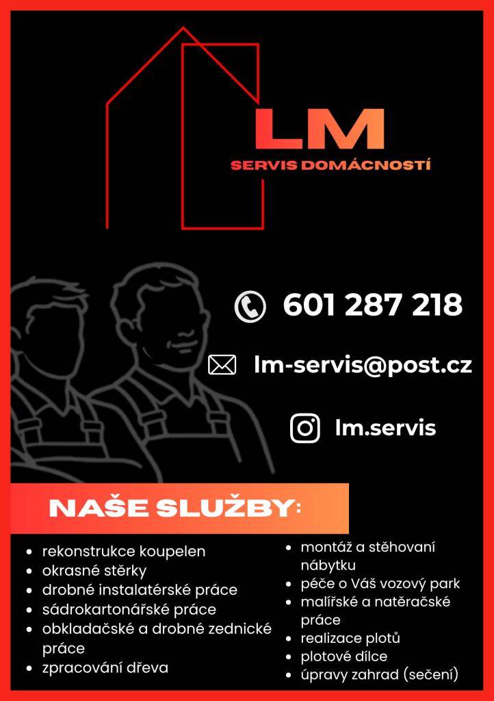 Firma LM SERVIS DOMÁCNOSTÍ se zaměřuje na komplexní servis pro domácnosti, nabídku služeb rozšiřuje o rekonstrukce koupelen, okrasné stěrky a drobné instalatérské či zednické práce.
