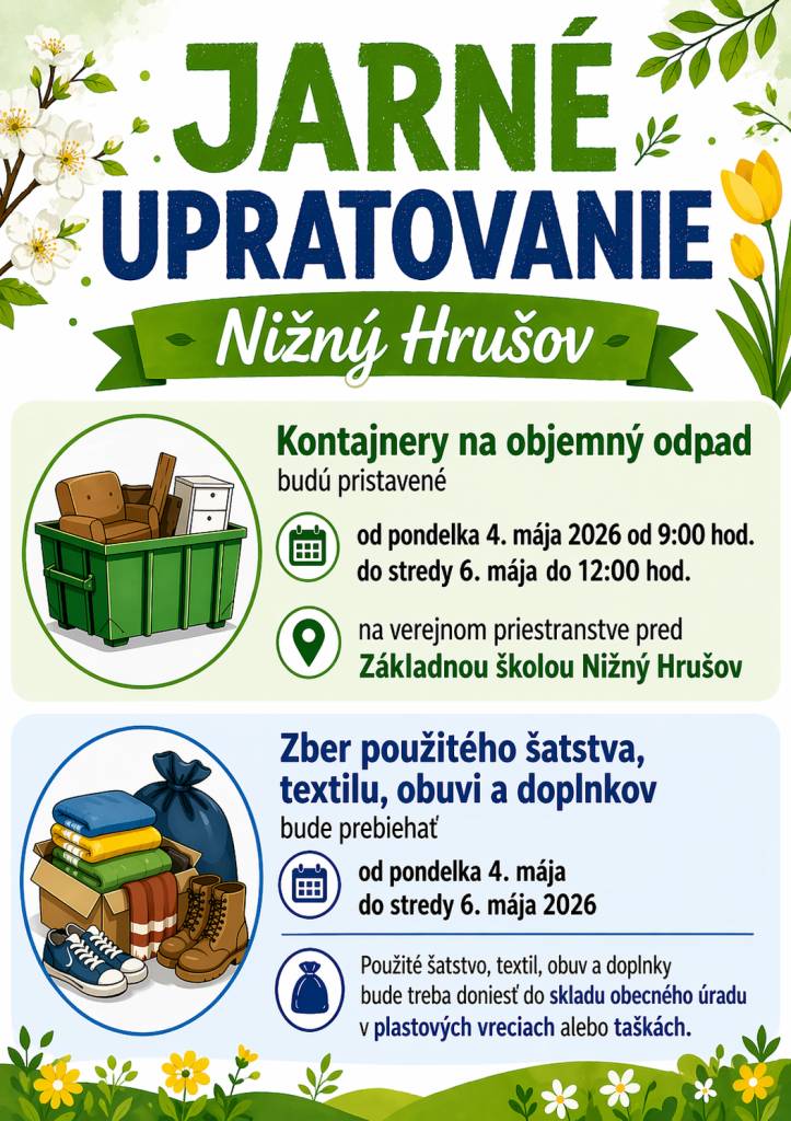 Pripravujeme zber objemného odpadu a použitého šatstva a textilu.