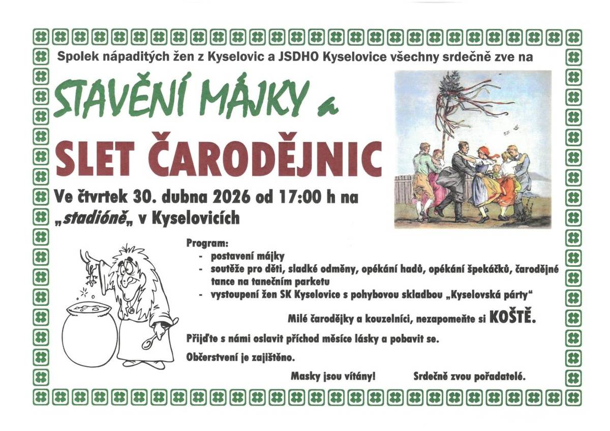 Spolek nápaditých žen a JSDH Obce Kyselovice všechny srdečně zvou