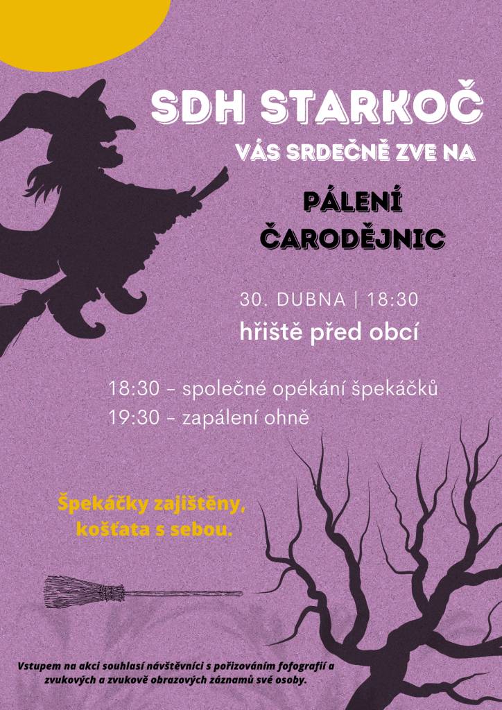 30. dubna 2026, od 18:30 hod na hřišti před obcí