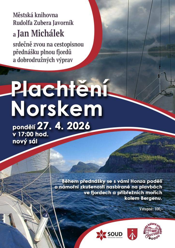 Během přednášky se s vámi Honza podělí o námořní zkušenosti nasbírané na plavbách ve fjordech a příbřežních mořích kolem Bergenu.