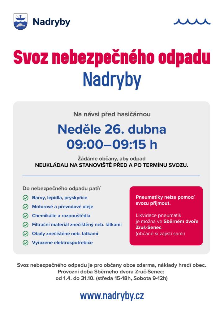 26. dubna na návsi od 9:00 do 9:15h.