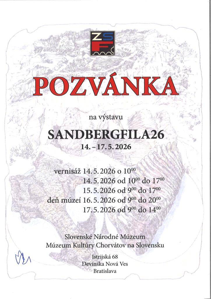 Slovenské Národné Múzeum vás srdečne pozýva na výstavu známok, pohľadníc a pečiatok s názvom SANDBERGFILA26, ktorá sa uskutoční od 14. do 17. mája 2026. Vernisáž sa bude konať 14. mája od 10:00 do 17:00.
