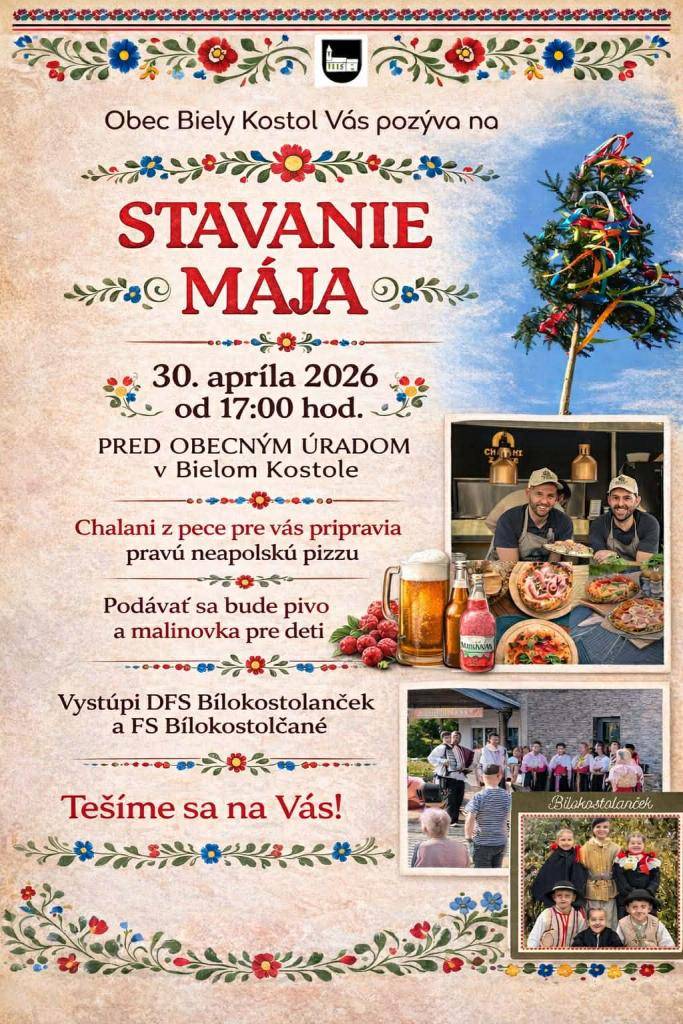 Vo štvrtok 30. apríla od 17.00 hod sa na Vás tešíme pred OcÚ.