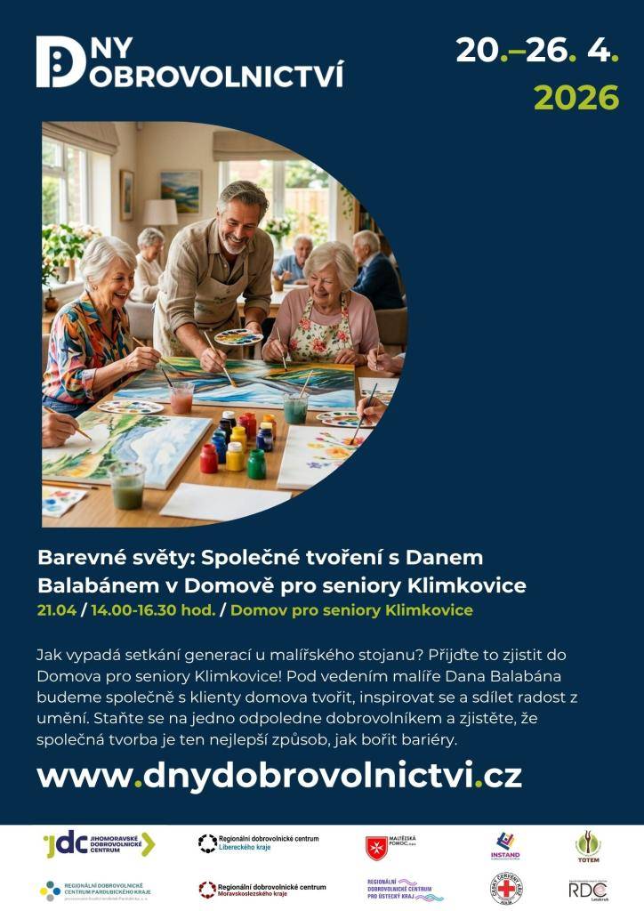 V rámci Dnů dobrovolnictví 2026 vás zveme na jedinečné mezigenerační setkání plné barev, kreativity a sdílení.