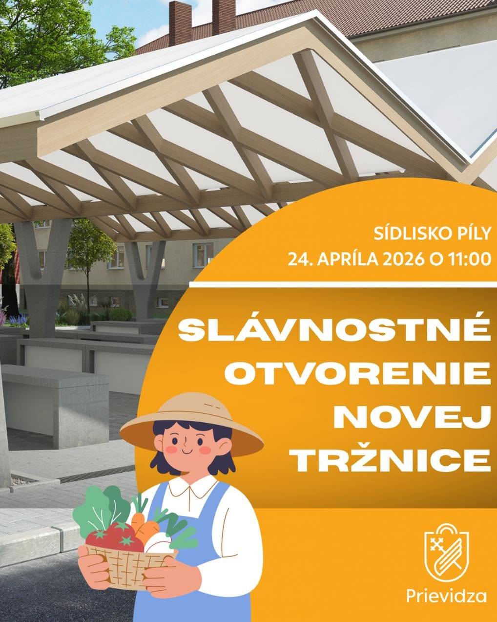 Milí obyvatelia, srdečne vás pozývame na slávnostné otvorenie novej mestskej tržnice, ktorá vznikla kompletnou obnovou pôvodného trhoviska. Vďaka nej získava naše mesto moderný, príjemný a živý priestor pre nákupy, stretnutia aj komunitný život.   Termín: piatok 24. apríla  Čas: 11:00 hod.  Miesto: Mestská tržnica, sídlisko Píly  Čo vás čaká: ✅moderné a príjemné prostredie novej tržnice ✅tradičné trhy v novom šate ✅bubnová show ✅vystúpenie Centrum voľného času Prievidza  Tešíme sa na vašu účasť!