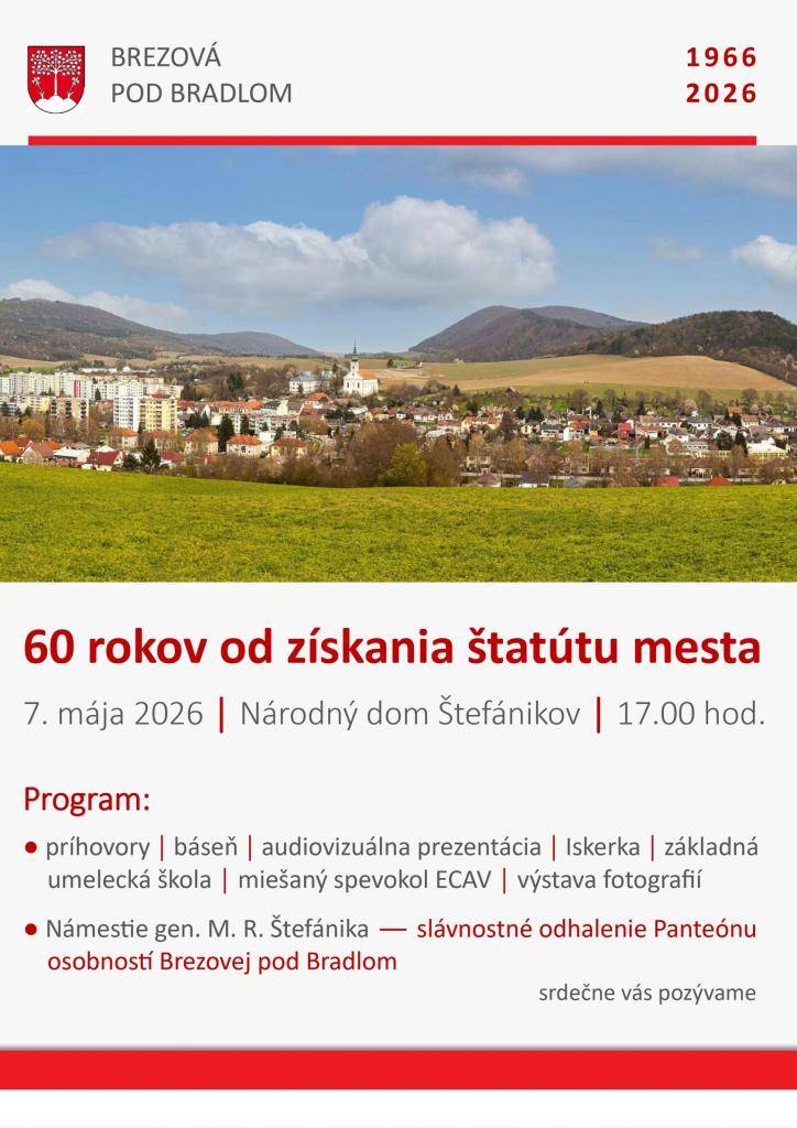 7. mája 2026 │ Národný dom Štefánikov │ 17.00 hod.  Srdečne vás pozývame.