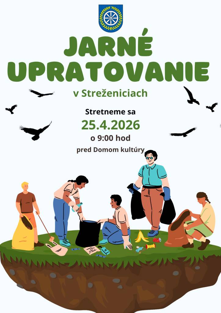 Pozývame Vás na jarné upratovanie našej obce. Poďme spoločne vyčistiť naše okolie, verejné priestranstvá a pripraviť obec na pekné jarné dni.  Upratovanie sa uskutoční v sobotu 25.4.2026 od 9:00 hod.