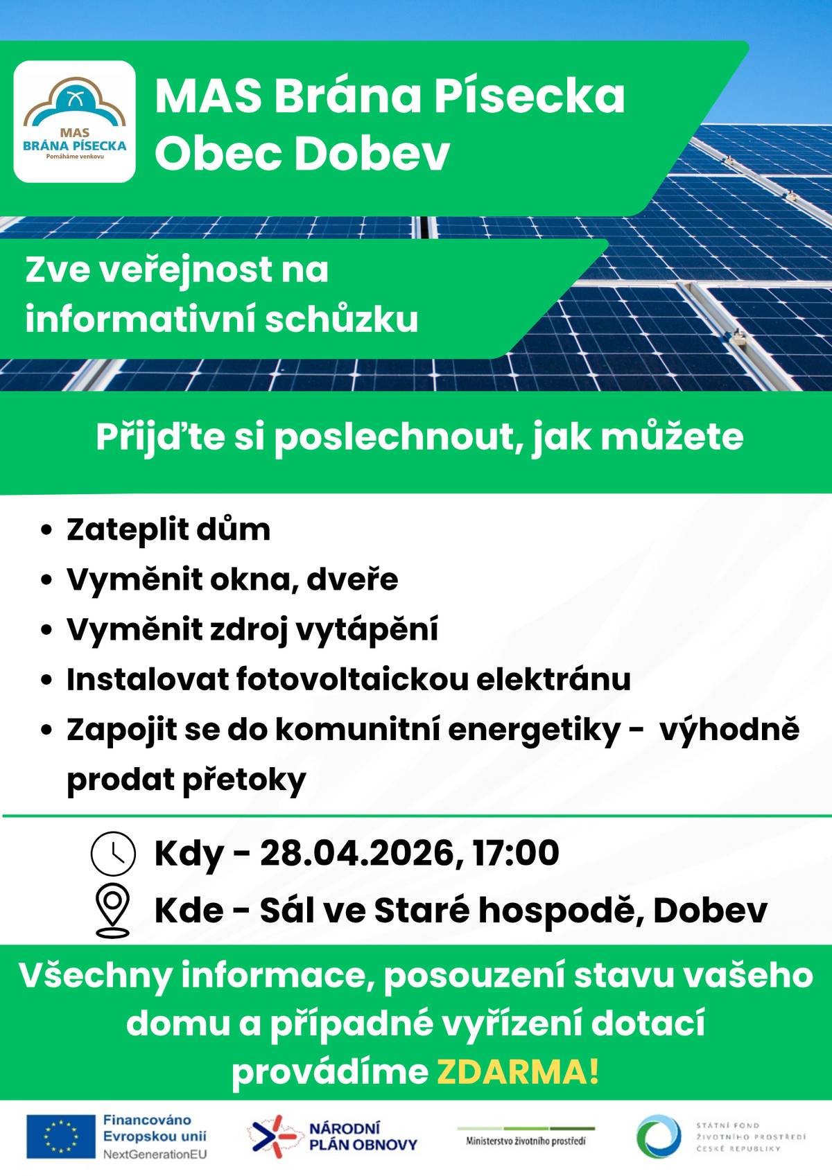 MAS Brána Písecka - možnosti energetických úspor a možnost podpory