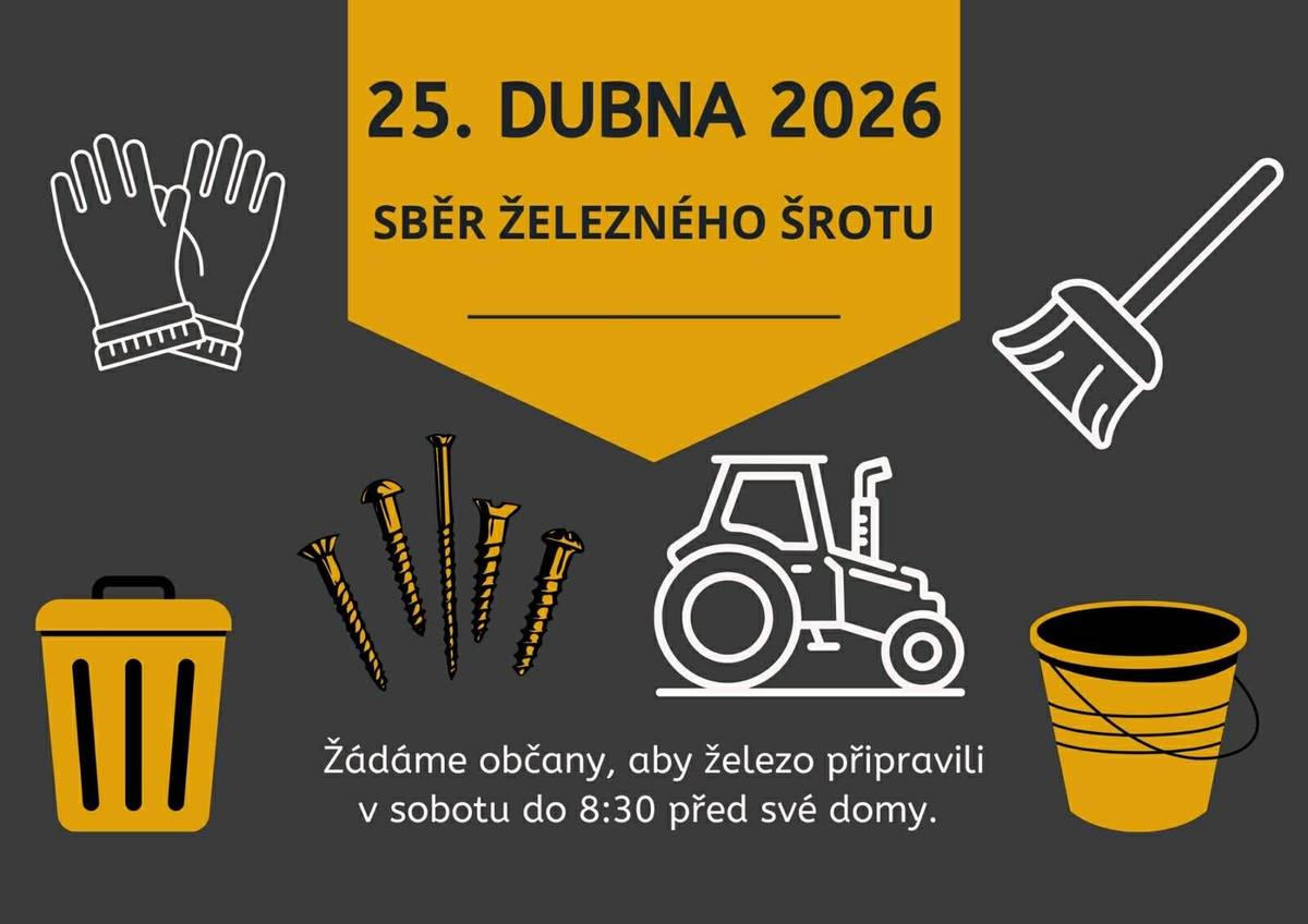 Žádáme občany, aby železo připravili v sobotu do 8:30 před své domy.