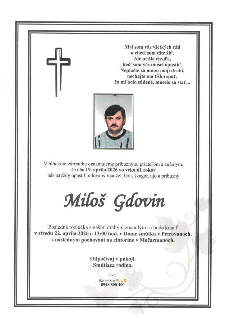 smútočné oznámenie