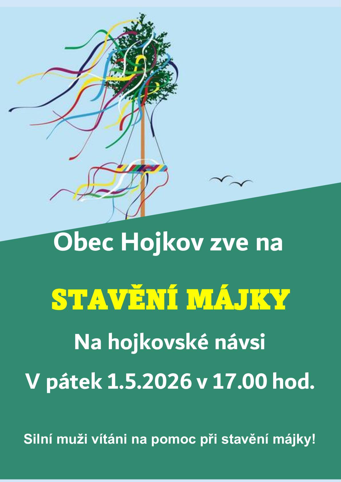 V pátek 1.5.2026 od 17:00 v Hojkově na návsi
