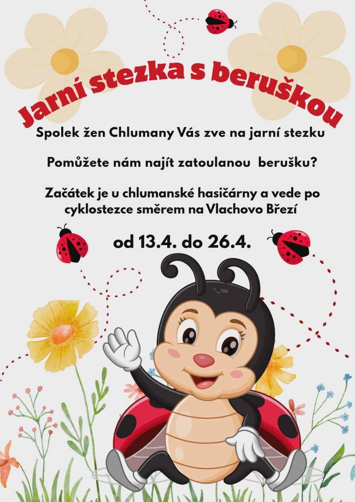 Spolek žen Chlumany zve na jarní stezku od 13.4. do 26.4.