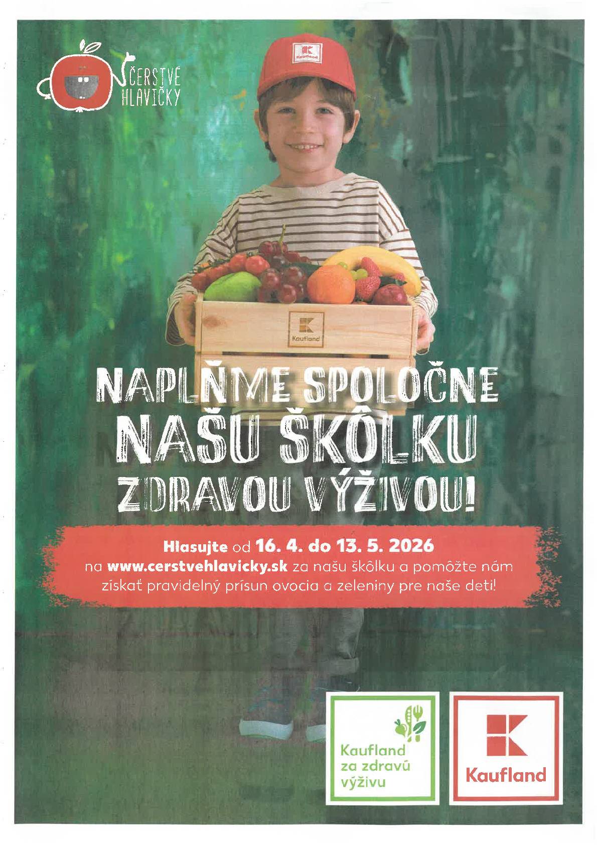 Podporte Vašim hlasovaním našu Materskú škôlku a pomôžte im získať pravidelný prísun ovocia a zeleniny pre naše deti.  Hlasovať za našu škôlku môžete každý deň.   Ďakujeme za Vašu podporu.