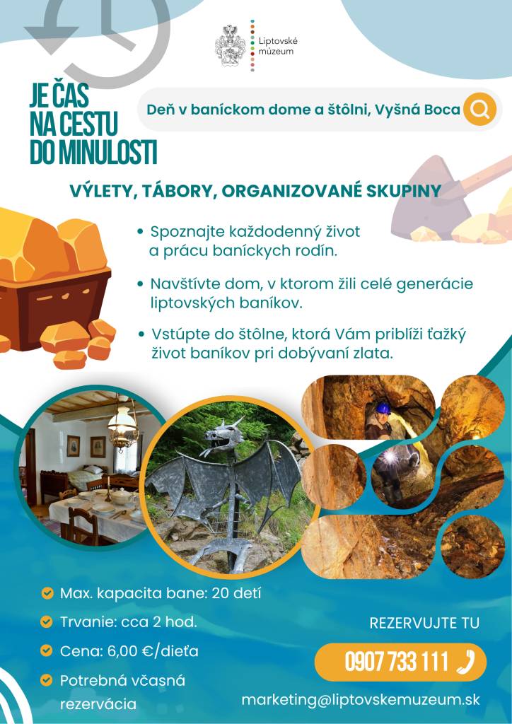 Ak hľadáte zaujímavý a zároveň náučný program školského výletu alebo letného tábora pre Vaše deti, žiakov či členov klubu ponúkame Vám aktivity v expozíciách Liptovského múzea.