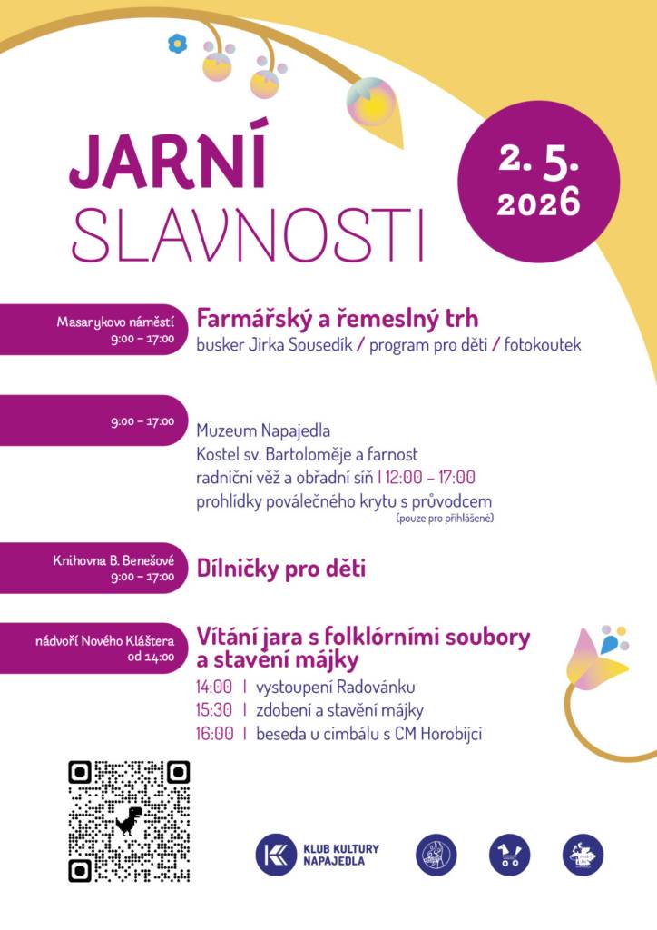 Jarní slavnosti v Napajedlích proběhnou 2.5.2026 od 9:00 do 17:00 hod.