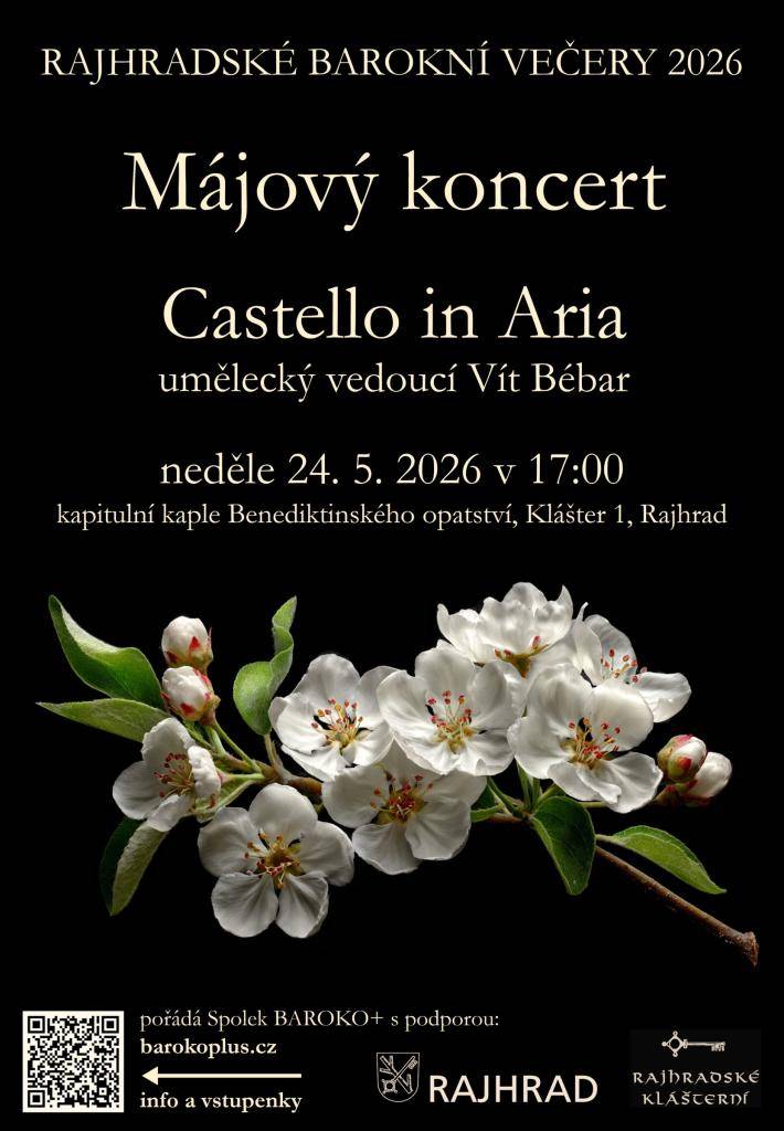 Májový koncert, který se koná v neděli 24. 5. 2026 od 17:00 v kapitulní kapli Benediktinského opatství v Rajhradě.