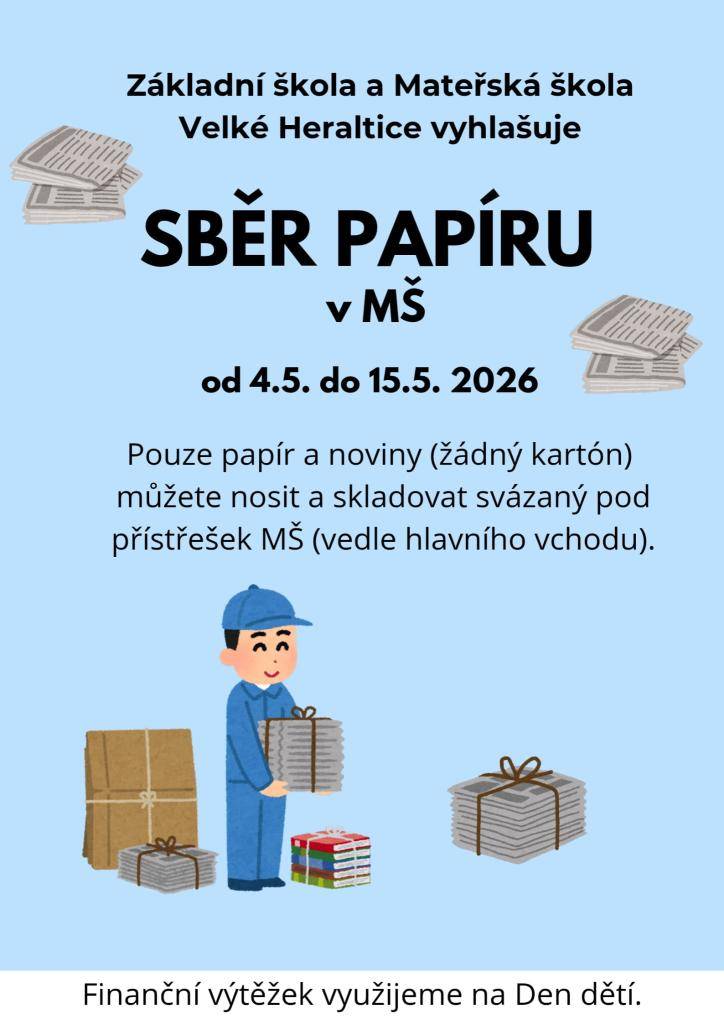 Sběr pouze papíru a novin.