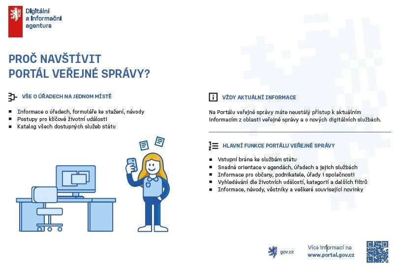 Přinášíme Vám aktuální informační letáky k digitálním službám veřejné správy. Tyto služby vám umožňují vyřizovat řadu záležitostí online – jednoduše, rychle a z pohodlí domova. Mezi nejvyužívanější služby patří například:  přístup k osobním údajům a službám prostřednictvím Portálu občana elektronická identifikace (např. bankovní identita nebo mobilní klíč) datové schránky pro oficiální komunikaci služby Czech POINT aplikace eDoklady  Díky těmto nástrojům můžete vyřizovat úřední záležitosti online bez nutnosti osobní návštěvy úřadu. Prohlédněte si jednotlivé letáky níže a zjistěte, jaké možnosti digitální služby nabízejí a jak je můžete využít.