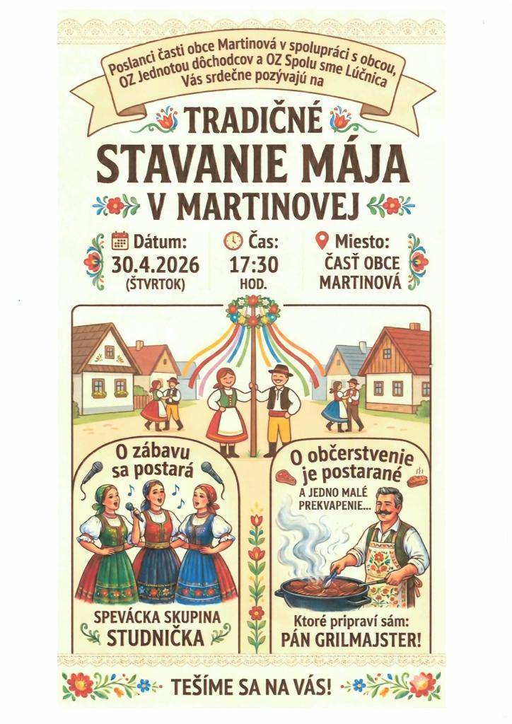 Tradičné stavanie mája na Martinovej
