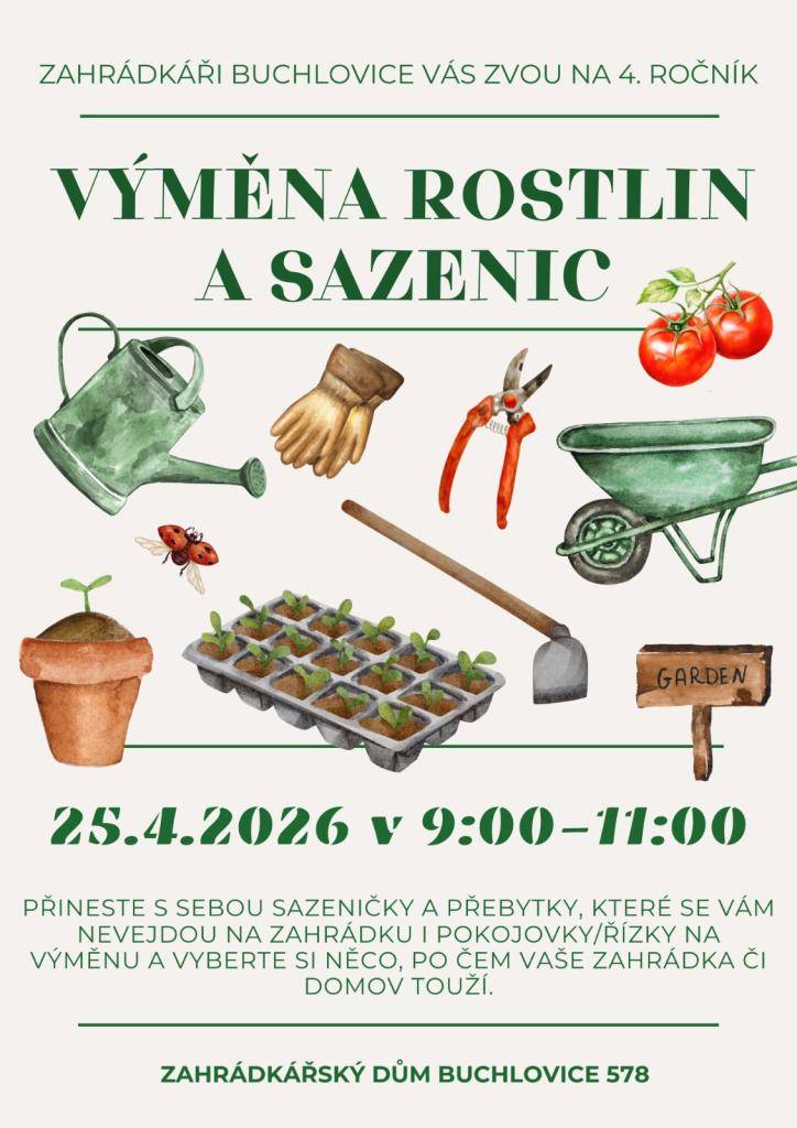- v sobotu 25.4.2026 v době od 9 do 11 h