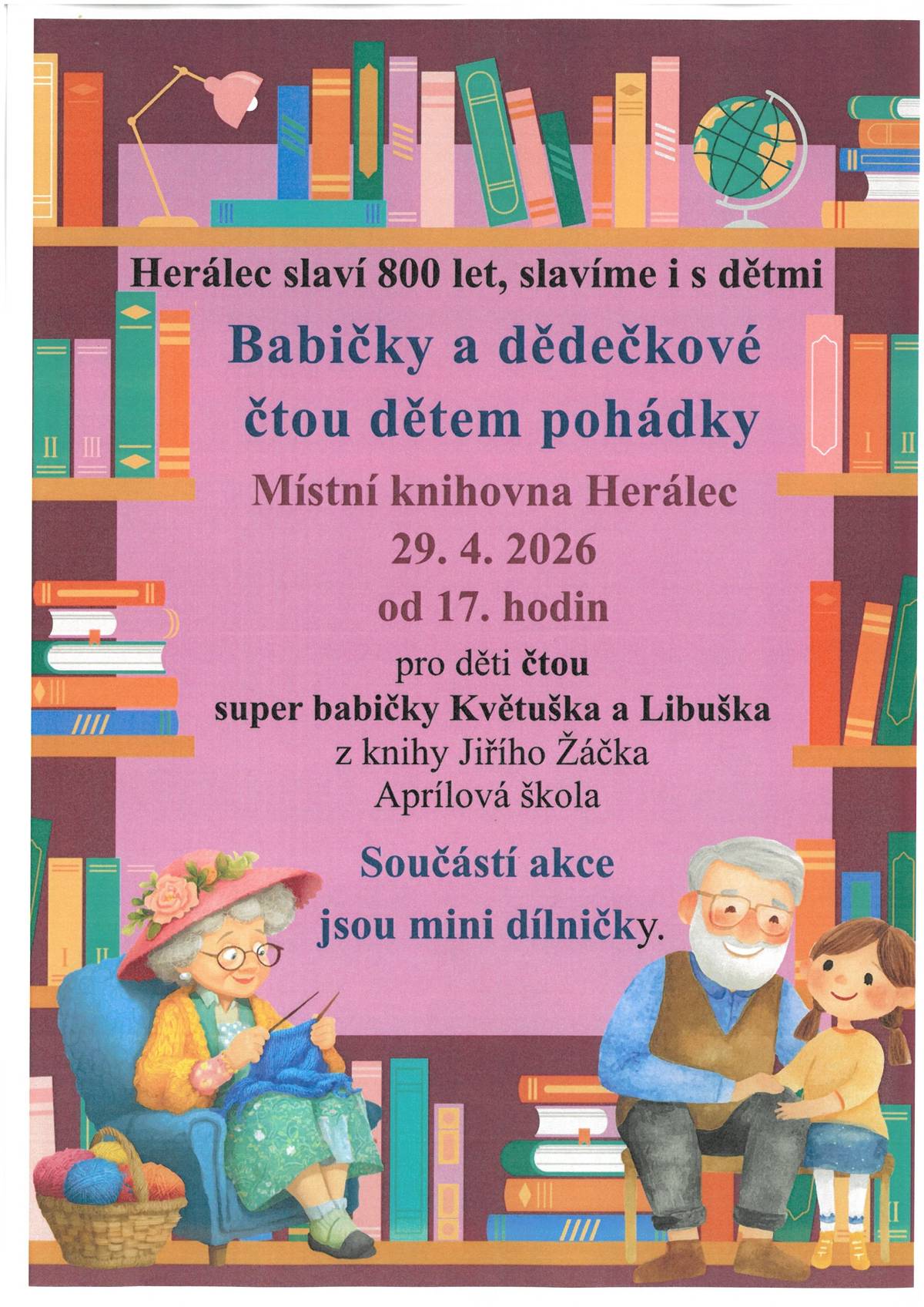 Babičky a dědečkové čtou dětem pohádky - Místní knihovna Herálec 29.4.2026 od 17 hodin.