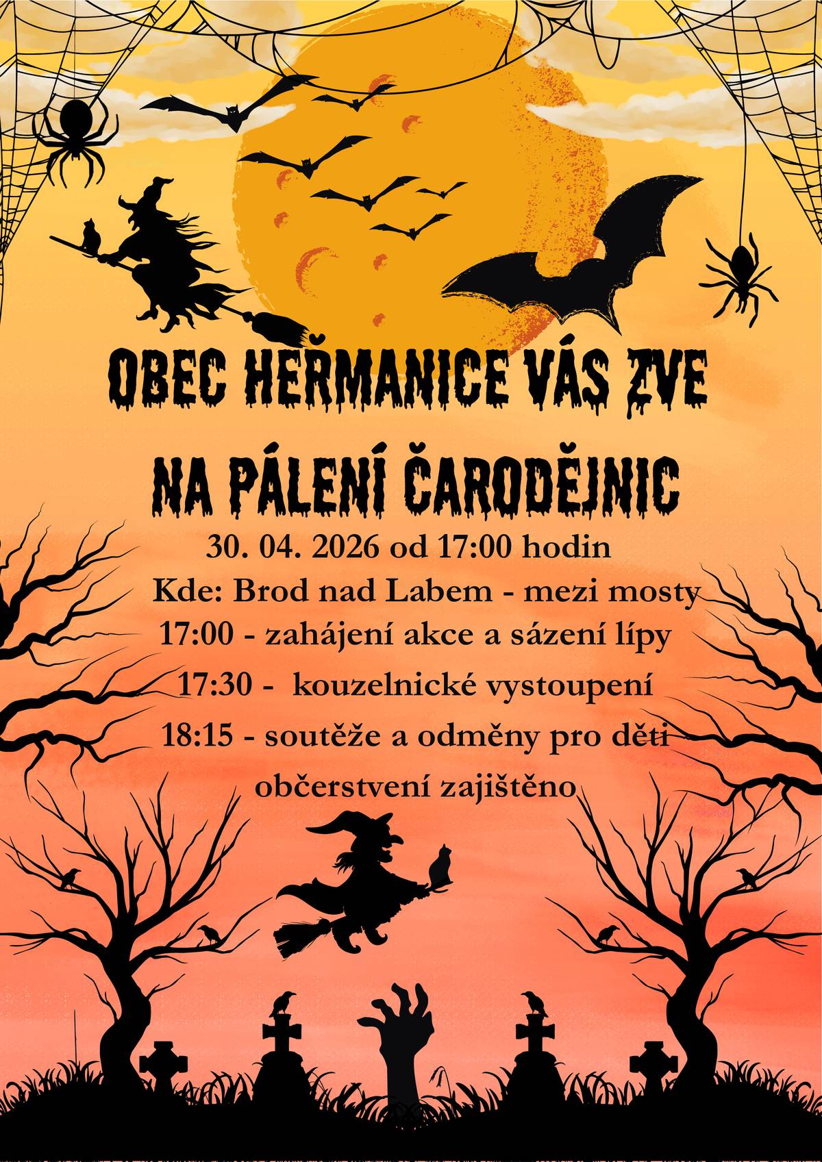 pálení čarodějnic proběhne od 17 hodin v Brodě nad Labem