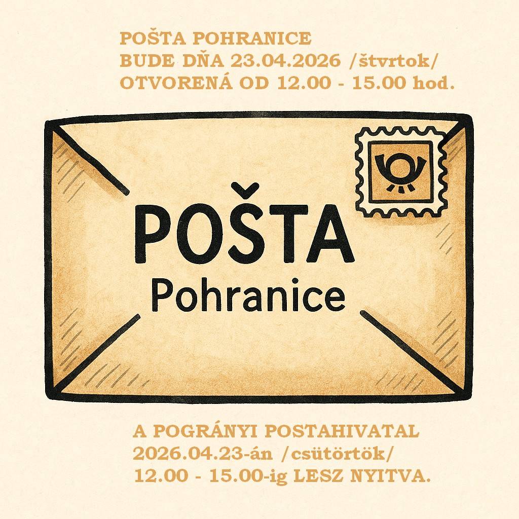 OZNAM POŠTA POHRANICE  A POGRÁNYI POSTA ÉRTESÍTÉSE