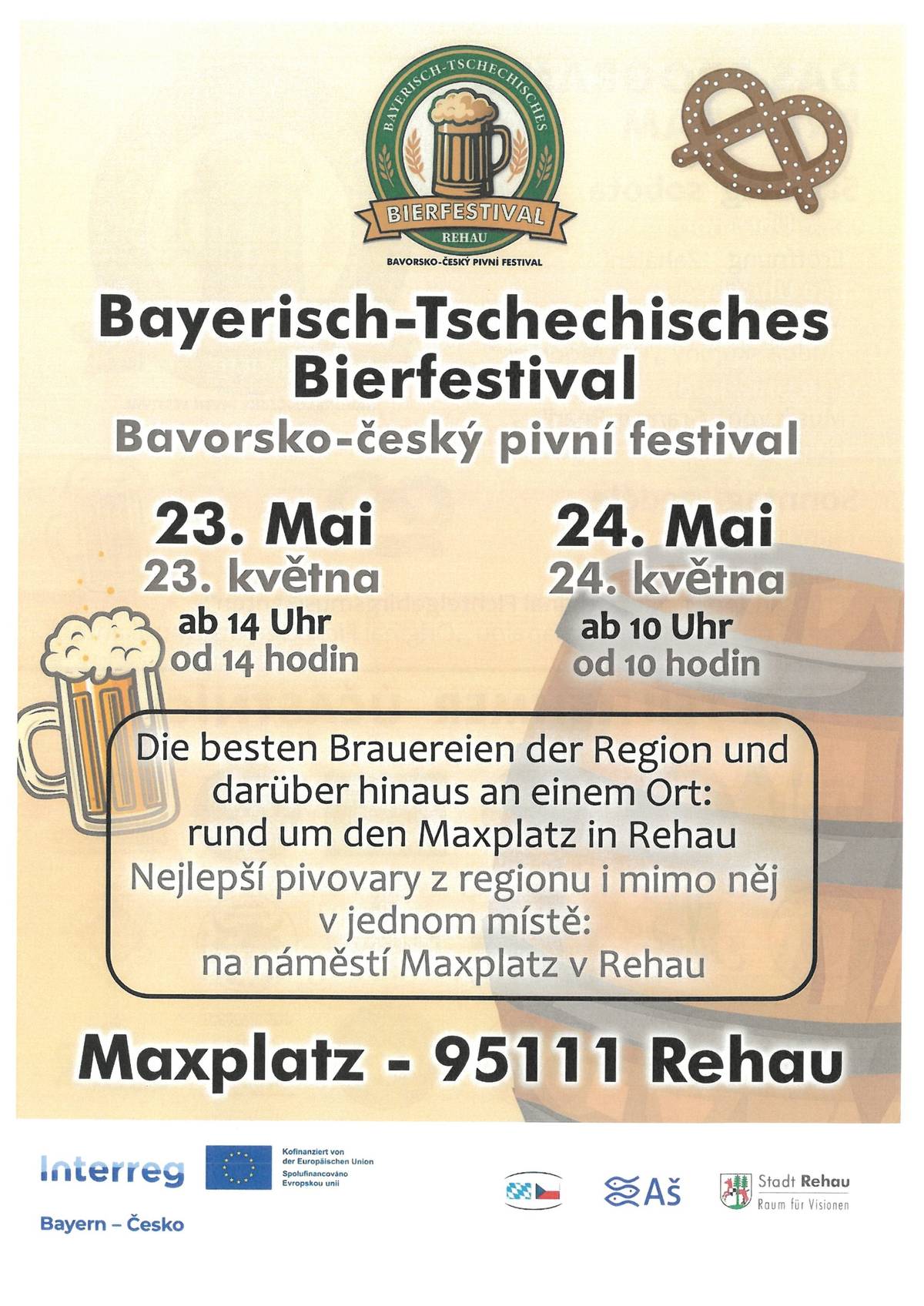 Bavorsko-český pivní festival v Rehau 23.-24.05.2026