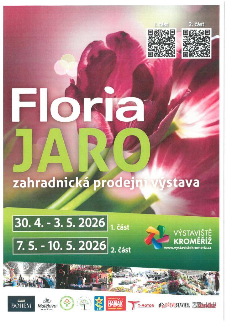 zahradnická prodejní výstava 1. část: 30.4.- 3.5.2026                               2. část:  7.5.- 10.5.2026