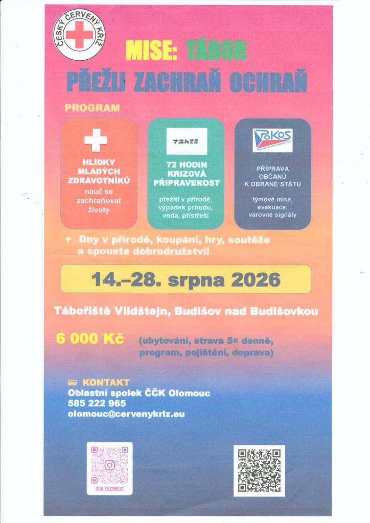 Oblastní spolek ČČK Olomouc pořádá pobytový tábot.