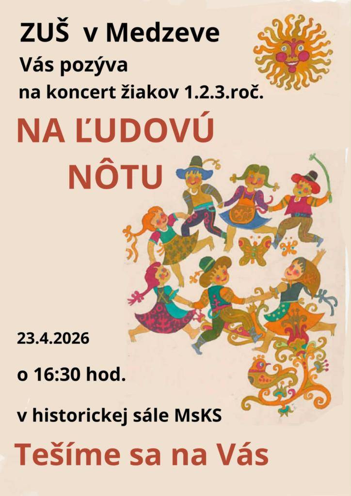 ZUŠ v Medzeve pozýva na koncert